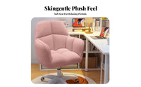 Ergonomic Backrest Upholstered Rolling Armchair Adjustable Height Desk Chair Compact Design Swivel Seat Modern Design for Students, Women, Light Ice Workers, Dormitory, Bedroom, Makeup Room, Vanity Area