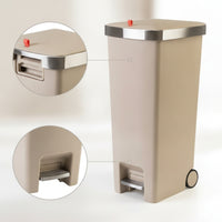 Step-on Trash Can with Wheels Handshands-off Pedal Trash Can with Lid Waste Bin Slim Rectangular for Kitchen, Dorm Room