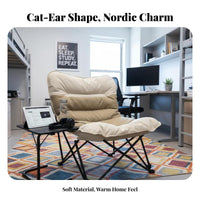 Space-Saving Foldable Moon Chair Lightweight Single Lazy Sofa Chair Ergonomic Design Sturdy Metal Frame for Students, Adults, Balcony, Dorm Room, Reading Nook, Playroom