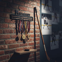 Ice Hockey Medal Hanger Sturdy and Ice Hockey Themed Medal Rack Rust Resistant Wall Mounted Award Holder for Bedroom