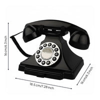 Metal Bell Chime Retro Landline Telephone Mechanical Ringer Rotary Turn Phone Heavy Duty Rotary Telephone Non-Slip Base for Hotel, Office, Home