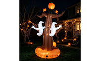 Halloween Inflatable Tree Weather-Resistant Inflatable Tree with Specters Built-in LED Lights Inflate Yard Decoration for Homeowners, Families