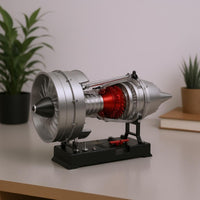 doubleSpool Turbofan Model Silver and Black Metal Turbofan Model Detailed