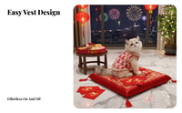 Comfortable Chinese Design Cat Vest Easy to Wear Tang Suit Pet Coat Soft Fleece Trim for Cats, Dog Owners, Festivals, Photo S, Parties