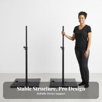 Stable Base Adjustable Speaker Stand Anti-Slip Feet Studio Monitor Floor Stand Safety Lock Floor Speaker Mount Cable Management Hole for Audio Professionals, DJs, Musicians, Events, Stage, Home Theater