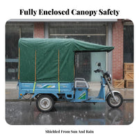 Rainproof Electric Tricycle Canopy Sun Protection Electric Tricycle Rain Awning Thickened Material Foldable Trike Rain Cover Windproof for Delivery Workers, Mobility Aid Users, All-Season Use, Daily Commute, Outdoor Riding, Goods Transport