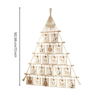 Bohemian Boho Christmas Tree Wall Hanging Handmade Macrame Christmas Tree Reusable Cloth Advent Calendar with Pockets Woven for Families, Apartments, Classrooms