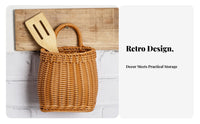 Retro Design Ginger Garlic Storage Basket Rustic Charm Imitation Rattan Storage Basket Space-Saving for Cooks, Pantry, Bathroom, Dining Room