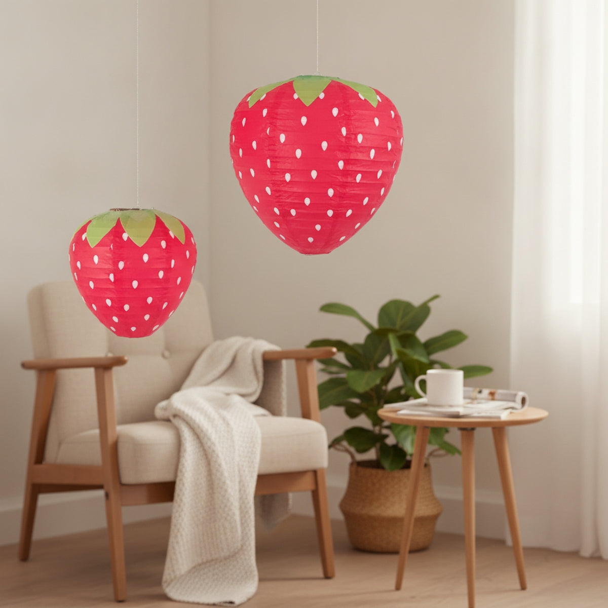 Strawberry Paper Lantern Decorative Hanging Paper Lantern Foldable Decorations for Teachers, Nurseries, Classrooms, Festivals