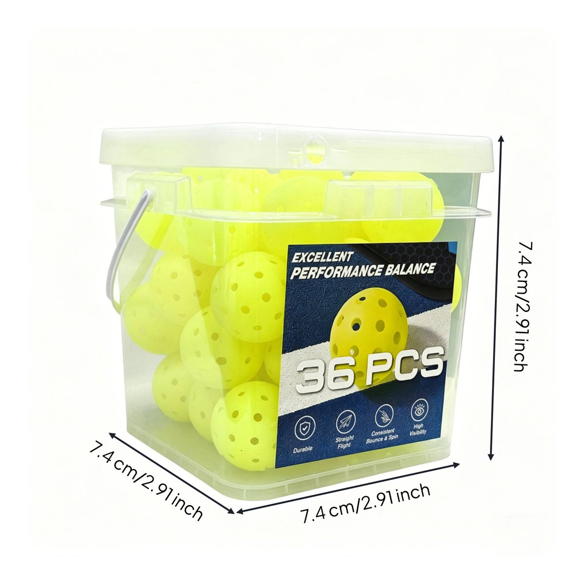 36 Pieces Seamless Molded 40-Hole Pickleball Ball Official Size and Weight Sports Gear Balanced Flight for Competition