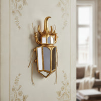 Mirrored Creative Beetle Decorative Mirror Reflective Sculpture with Mirror Geometric Beetle Wall Decor Nature-Inspired for Art Collectors, Living Room, Entryway