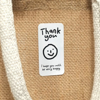100-Pack Cute Expression Rectangular Thank You Stickers for Gift Boxes & Food Packaging