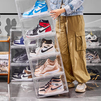 Clear Dustproof Shoe Storage Box with Magnetic Door, Large Capacity Display Case