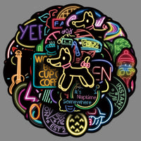 50-Sheet Neon Graffiti Aesthetic Stickers for DIY Scrapbooking, Luggage, and Phone Decoration