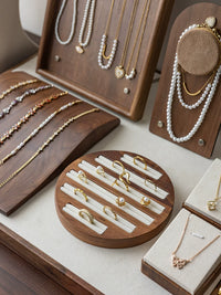 Walnut Wood Jewelry Display Stand for Bracelets, Rings, Necklaces, and Accessories
