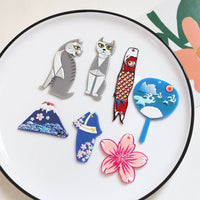 Japanese Ukiyo-e Mount Fuji Kimono Red Koi Charm for DIY Jewelry Earrings Keychains