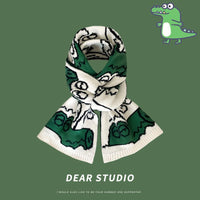 Cute Crocodile Knitted Scarf for Women, Short Warm Neck Warmer for Students and Couples