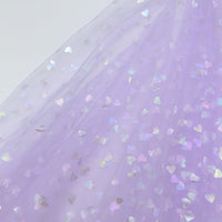 Iridescent Heart Mesh Fabric for Princess Dresses, Stage Costumes, and DIY Crafts