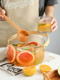 Portable Glass Fruit Bucket with Handle, Large Capacity Ice Bucket for Outdoor Picnics and Parties