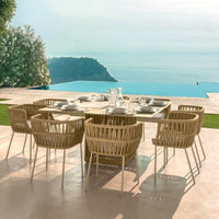 Outdoor Leisure Rope Woven Garden Patio Villa Terrace Waterproof Sunscreen Nordic Rattan Furniture Dining Set