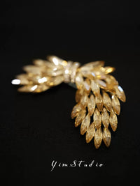 Wheat Ear Angel Wing Crystal Brooch for Coats and Suits