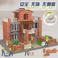 Mini Brick House Building Kit for Kids, Educational DIY Construction Toy with Real Bricks and Tiles