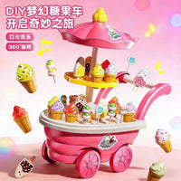Kids Ice Cream & Candy Cart Toy Set with Music and Lights