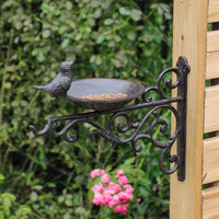 European Vintage Cast Iron Bird Feeder Hanging Wall Decor Outdoor Patio Garden Ornament