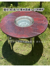 Thickened Stainless Steel Folding Round Table for Outdoor BBQ, Camping, and Patio Gatherings