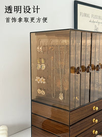 Acrylic Jewelry Organizer with Necklace Display Stand and Drawers