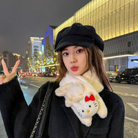 Plush Winter Scarf for Women - Solid Color Warm Neck Warmer with Cross-Over Design