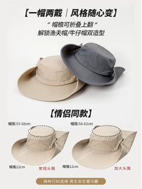 Unisex Wide Brim Cowboy Hat with Detachable Crown for Sun Protection and Outdoor Activities