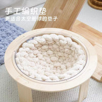 Hand-Woven Cat Bed with Soft Cushion, Round Space Capsule Design for All Seasons