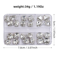 White and Champagne Nail Art Rhinestone Set for Manicure Decoration