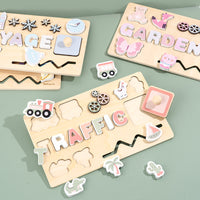 Wooden Busy Board Puzzle for Toddlers, Educational Shape Matching & English Word Learning Toy