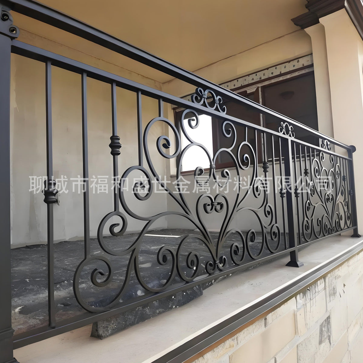 European Vintage Wrought Iron Balcony Railing for Villas and Gardens