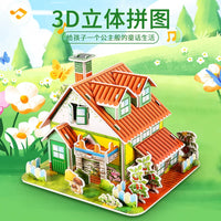 3D Puzzle Villa Model Building Kit for Kids, DIY Cardboard Pet House Educational Toy