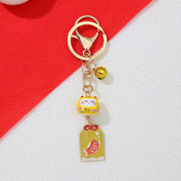 Lucky Cat Ceramic Keychain with Blessing Slogans for Bags and Keys