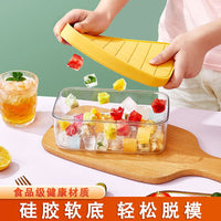 Food-Grade Silicone Ice Cube Tray with Lid and Storage Bin, Large Capacity for Home Refrigerators