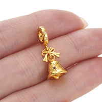 14K Gold Plated Bowknot Bell Charm for DIY Jewelry Making, Bracelets, Necklaces, Christmas Ornaments