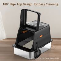 Stainless Steel Enclosed Cat Litter Box with Electric Deodorizer, Extra Large Anti-Splash Cat Toilet