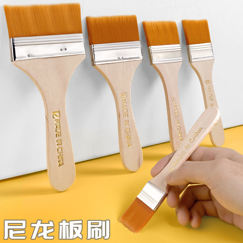 Nylon Flat Brush Set for Watercolor, Acrylic, Oil Painting, and Wall Art