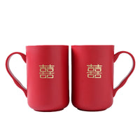 Wedding Bathroom Set with Toothbrush Holders, Cups, and Soap Dish - Red Bridal Essentials