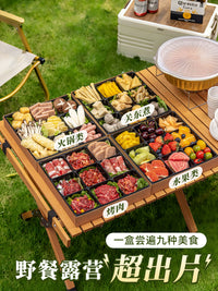 Disposable Picnic Bento Box with 9 Compartments for Hotpot BBQ Fruit Outdoor Camping