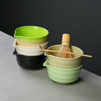 Japanese Style Handmade Retro Ceramic Matcha Bowl with Spout for Tea Ceremony