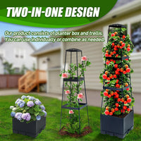 Outdoor Elevated Garden Planter Box with Drainage Tray for Balcony and Patio
