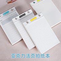 Acrylic Hardcover Tear-Off Notepad with Clip, Portable Mini Notebook with Detachable Lined/Grid Pages