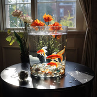 Cylindrical Desktop Glass Fish Tank for Betta and Small Fish