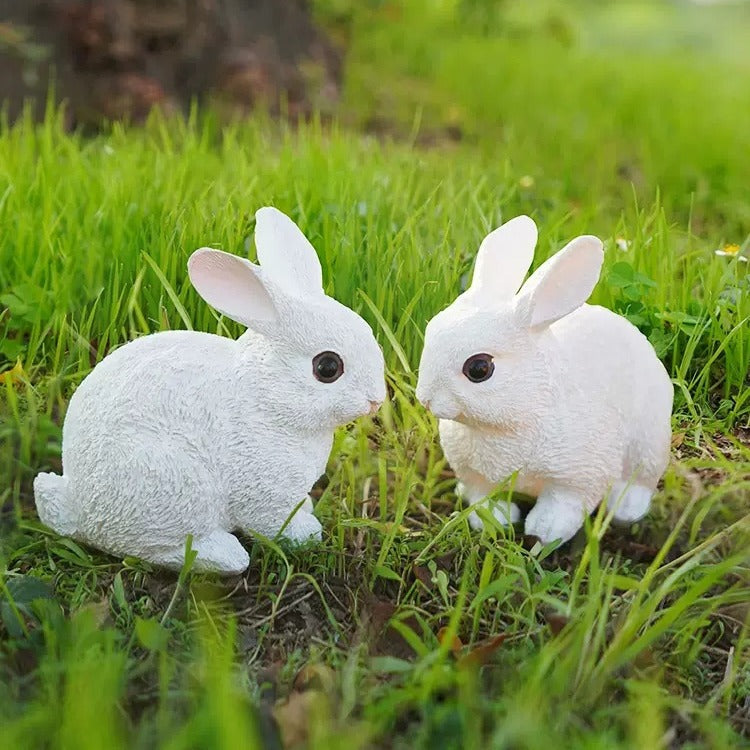 Mini Resin Rabbit Figurines for Garden and Patio Decor