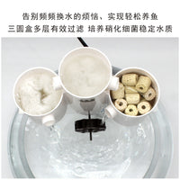 Mini Round Fish Tank 3-in-1 Filter with Water Pump and Filter Media for Small Aquariums